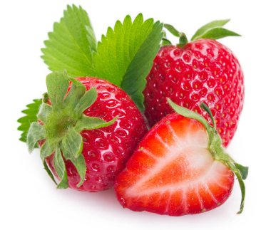 Beyaz arka planda taze çilek