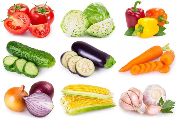 Sammlung von Gemüse auf weißem Hintergrund — Stockfoto