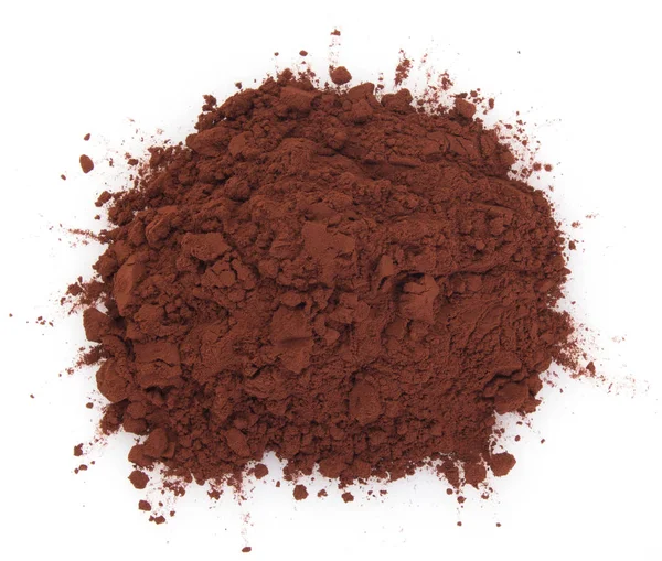 Beyaz zemin üzerine kakao tozu — Stok fotoğraf