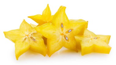 Fresh carambola or starfruit on white background clipart