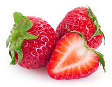 Beyaz arka planda taze çilek