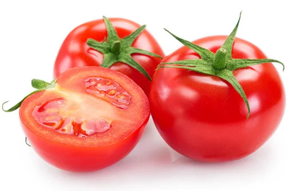 Beyaz arkaplanda taze domates — Stok fotoğraf