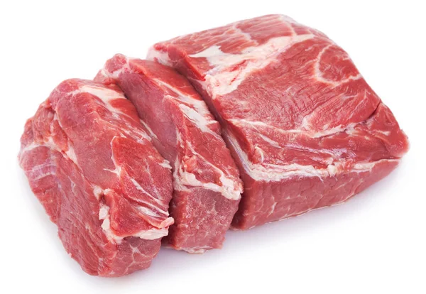 Carne di maiale cruda su sfondo bianco — Foto Stock