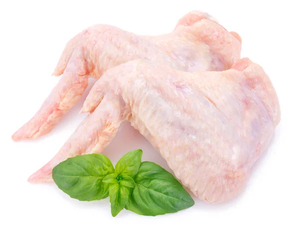 Asas de frango cru no fundo branco — Fotografia de Stock