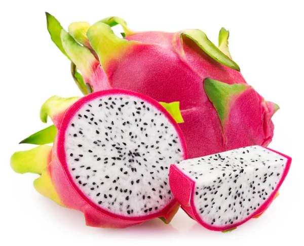 Friss pitahaya fehér háttérrel. Sárkánygyümölcs. — Stock Fotó