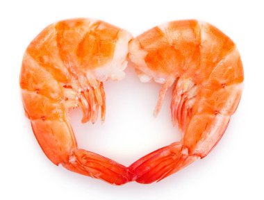 beyaz zemin üzerine pişmiş karides