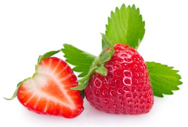 Beyaz arka planda taze çilek