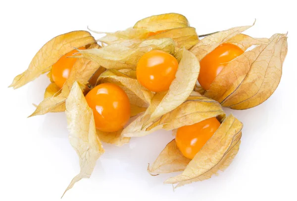 Beyaz zemin üzerinde olgunlaşmış physalis — Stok fotoğraf