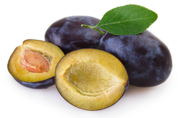 Fresh plum on white background