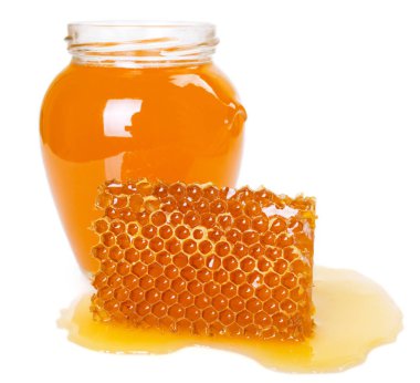 Beyaz arka plan üzerinde petek ile tatlım