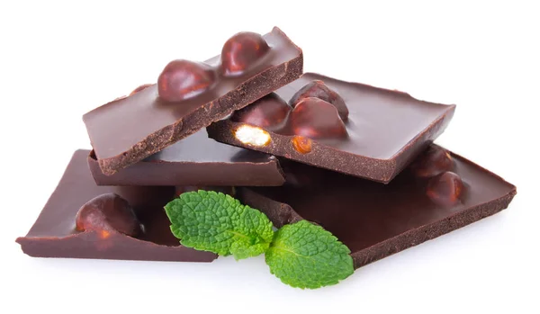 Dark chocolate with nut — Stock Photo, Image