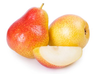 Beyaz zemin üzerinde taze armut