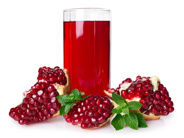 Fresh pomegranate with juice on white background — Stock Photo, Image