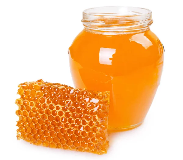 Favo con miele su sfondo bianco — Foto Stock