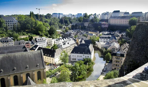 Luxemburg Ville Basse Grund Gezien Vanaf Ville Haute Hoge Stad — Stockfoto