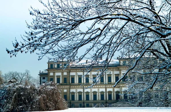 Winter, external view of historic Villa Reale in Monza, Italy