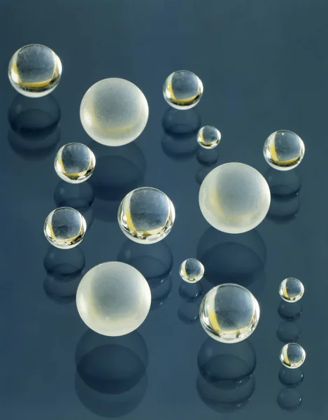 glass balls mirrored on glass