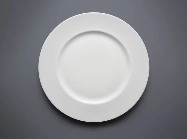 Empty White Plate Grey Background — Stock Photo, Image
