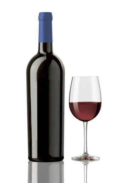 Rotweinflaschen Und Glas — Stockfoto