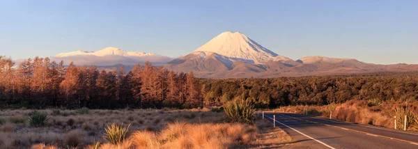 Straße Tongariro Nationalpark Und Vulkan Ngauruhoe Neuseeland — Stockfoto