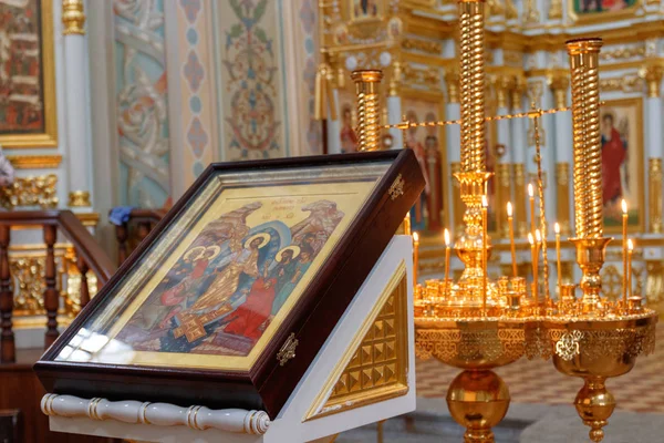 Ícone Ortodoxo Interior Igreja — Fotografia de Stock
