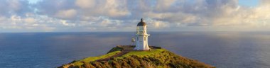 Cape Reinga lighthouse panorama, Pacific ocean, New Zealand clipart