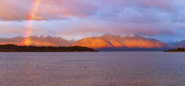 Sunrise at Te Anau lake, South Island, New Zealand clipart