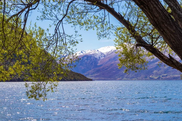 Malebné jezero Wakatipu u Kingstonu na jaře, Nový Zéland — Stock fotografie