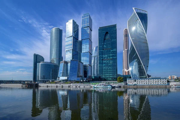 Moscow City Business Center Modern Arkitektur Skyskrapor Byggnad Exteriör — Stockfoto