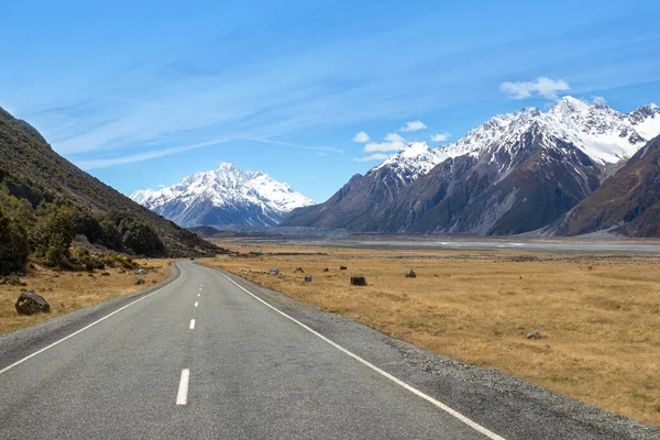 Vägen Mount Cook National Park Tasman Valley Nya Zeeland — Stockfoto