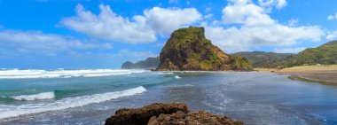 Aslan Kayası, Yeni Zelanda ile Piha Sahili 'nin panoramik manzarası