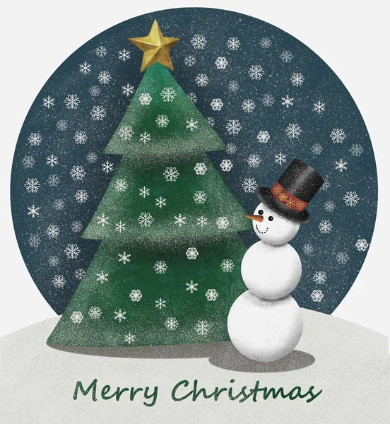 Whimsical Snowlandscape Snowman Christmas Tree — Stock Photo, Image