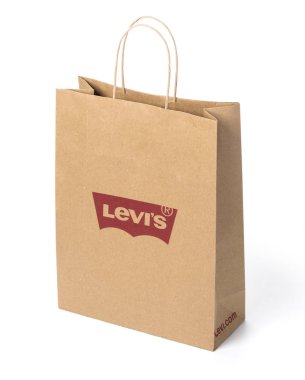 Kişinev, Moldova, 12 Nisan, şirket logosu beyaz Levi's Jeans üzerinde kırpma yoluyla izole 2018:Paper çanta,