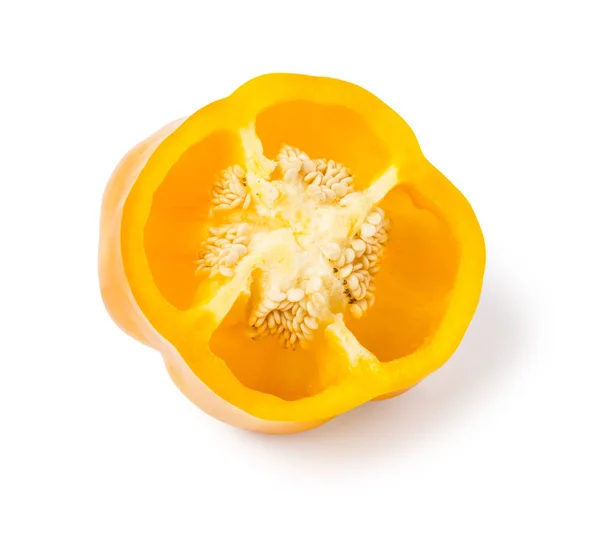 Yellow Sweet Bell Pepper Isolated White Clipping Path — стоковое фото