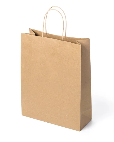 Paper Bag Isolated White Clipping Path — Stock Photo, Image