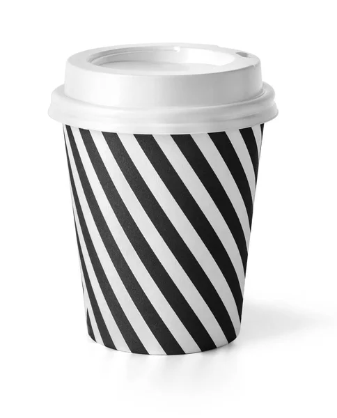 Afhaalmaaltijden Kopje Cofee Met Witte Cover Geïsoleerd Wit Met Uitknippad — Stockfoto