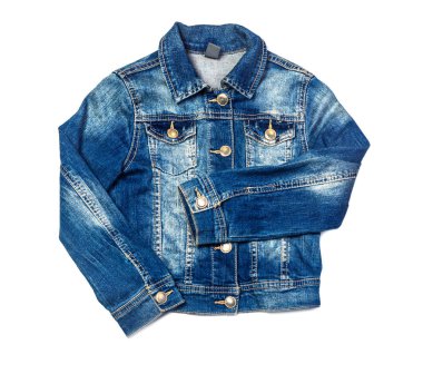 Beyaz arka plan üzerinde izole mavi renk Kot ceket