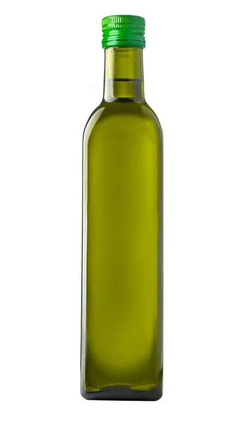 Bottiglia Olio Oliva Isolata Fondo Bianco — Foto Stock