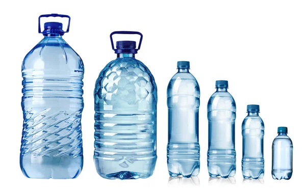 白い背景で隔離の水のボトルのコラージュ — ストック写真
