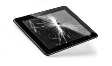 Tablet PC ile kırık ekran kırpma yolu ile beyaz izole