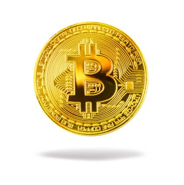Bitcoin yakın çekim beyaz kırpma yolu ile izole