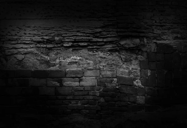 Стара Цегляна Чорна Стіна Текстура Фону — стокове фото