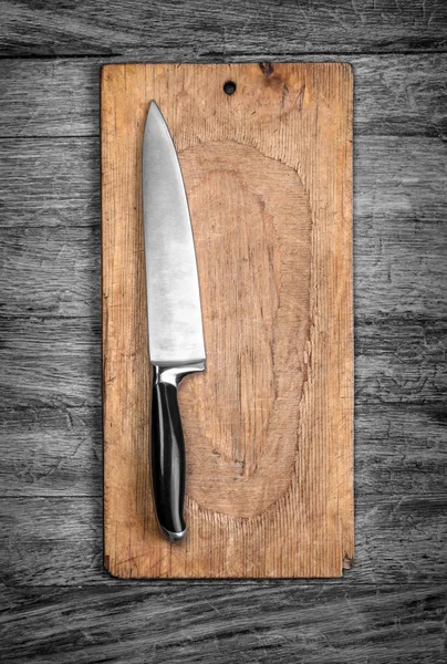 Overhead Shot Bread Board Nice Clean Knife Space Text Menu — Stock Photo, Image