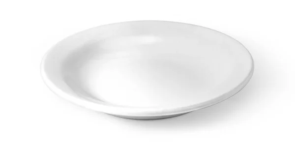 Άσπρο Πιάτο Που Απομονώνονται Λευκό Φόντο Διαδρομή Αποκοπής — Φωτογραφία Αρχείου