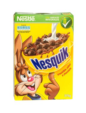 Palma, İspanya - 30 Nisan 2016:-nestle marka çikolata hububat closeup 