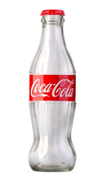 Kişinev, Moldova 26 Ağustos 2016: Klasik şişe Coca-Cola, üzerinde beyaz izole