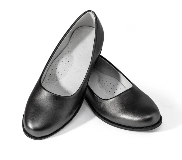 Negro Brillo Zapatos Niña Cuero Con Camino Recorte — Foto de Stock