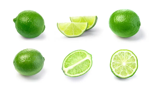 Lime Fruit Half Isolated White Background — Stock Photo, Image