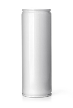 Beyaz arka plan üzerinde izole boş metal alüminyum bira veya soda olabilir. Kırpma yolu ile