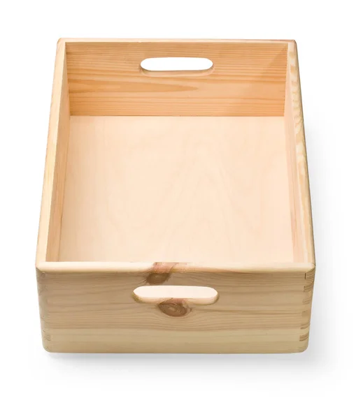 Wooden Box Isolated White Clipping Path — Stock Photo, Image